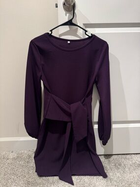 fitted lace wedding dress Galaxy Long Sleeve Midi Dress with Pockets, Space Universe Purple Women Casual Cute Designer Flare Elegant Plus Size Dress L